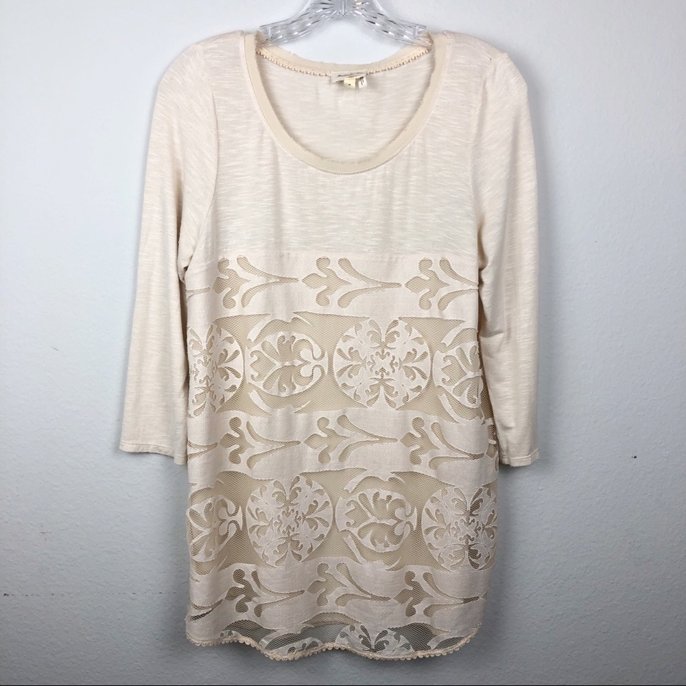 Anthropologie Cream Lace Blouse